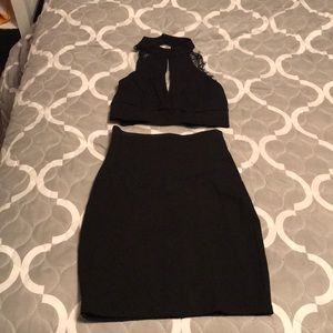 Two piece Formal black top and skirt